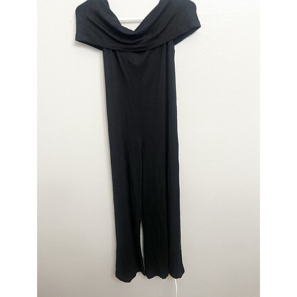 Lou & Gray Signature Soft Off Shoulder Wide Leg Jumpsuit Black Size Medium - Picture 9 of 9